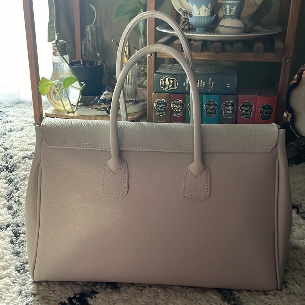 Massimo Castelli Gray Leather Tote Shoulder Bag – Made in Florence Italy - Picture 4 of 14
